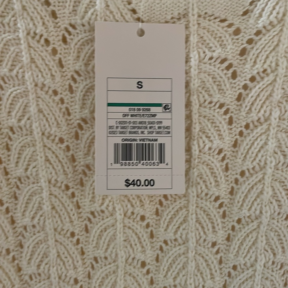 A New Day Pointelle Knit Sweater Dress | NWT | Cream | Scalloped Hem - Picture 7 of 8